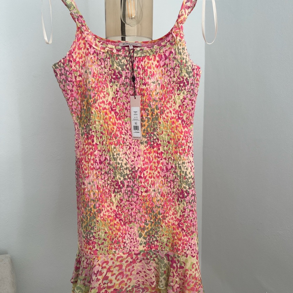 BCBGeneration Smocked Mini Dress - Pink Multi - NWT size 10